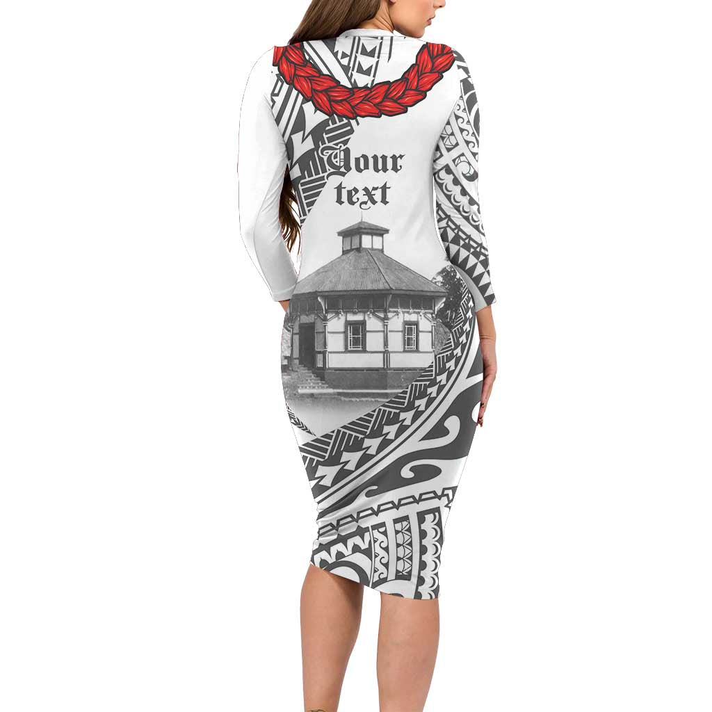 Samoa Mau Movement House Personalised Long Sleeve Bodycon Dress Fa'a Samoa The Samoan Way LT9 - Polynesian Pride