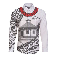 Samoa Mau Movement House Personalised Long Sleeve Button Shirt Fa'a Samoa The Samoan Way LT9 Unisex White - Polynesian Pride