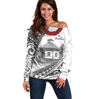 Samoa Mau Movement House Personalised Off Shoulder Sweater Fa'a Samoa The Samoan Way LT9 Women White - Polynesian Pride