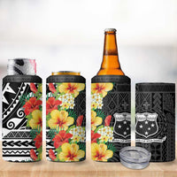 Samoa Tribal Hibiscus Flowers 4 in 1 Can Cooler Tumbler LT9 - Polynesian Pride
