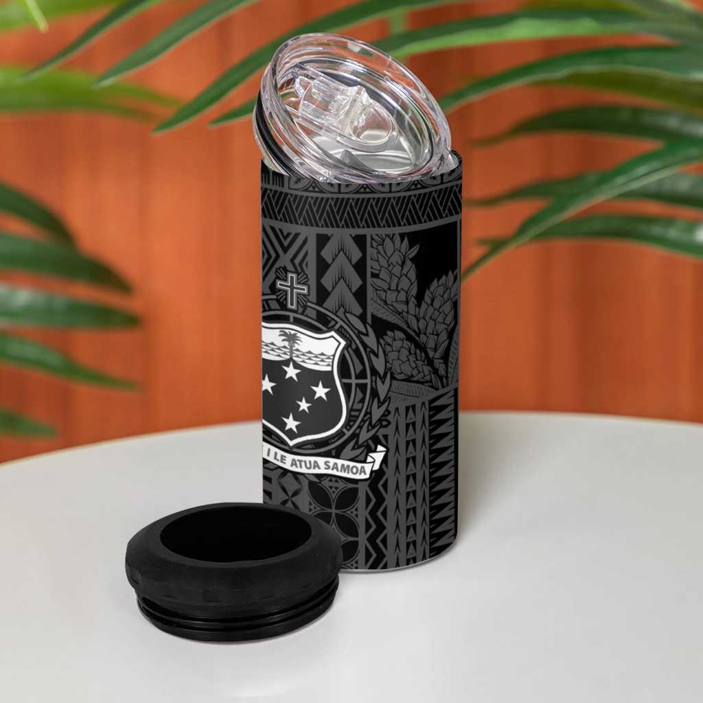 Samoa Tribal Hibiscus Flowers 4 in 1 Can Cooler Tumbler LT9 - Polynesian Pride