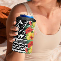 Samoa Tribal Hibiscus Flowers 4 in 1 Can Cooler Tumbler LT9 - Polynesian Pride