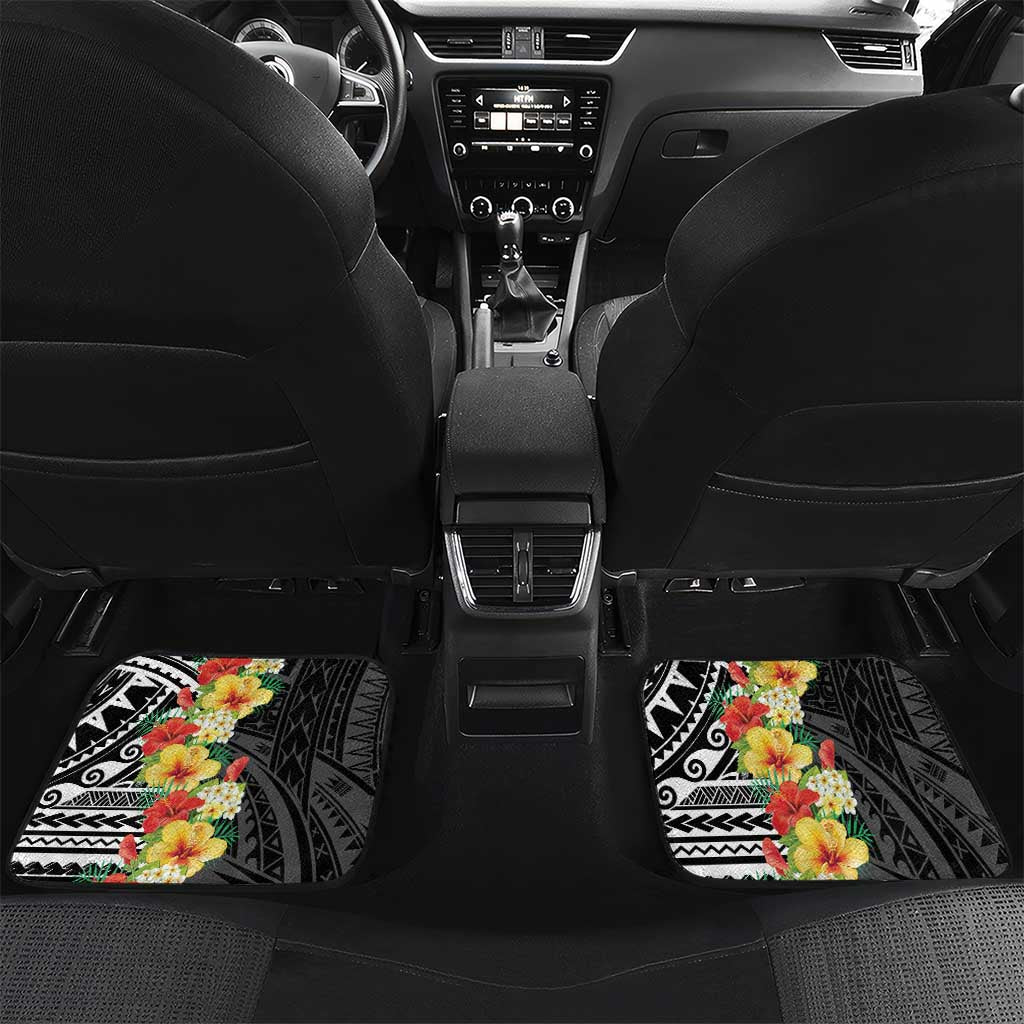 Samoa Tribal Hibiscus Flowers Car Mats LT9 Set 2pcs - Back Black - Polynesian Pride