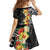 Samoa Tribal Hibiscus Flowers Family Matching Short Sleeve Bodycon Dress and Hawaiian Shirt