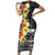 Samoa Tribal Hibiscus Flowers Family Matching Short Sleeve Bodycon Dress and Hawaiian Shirt