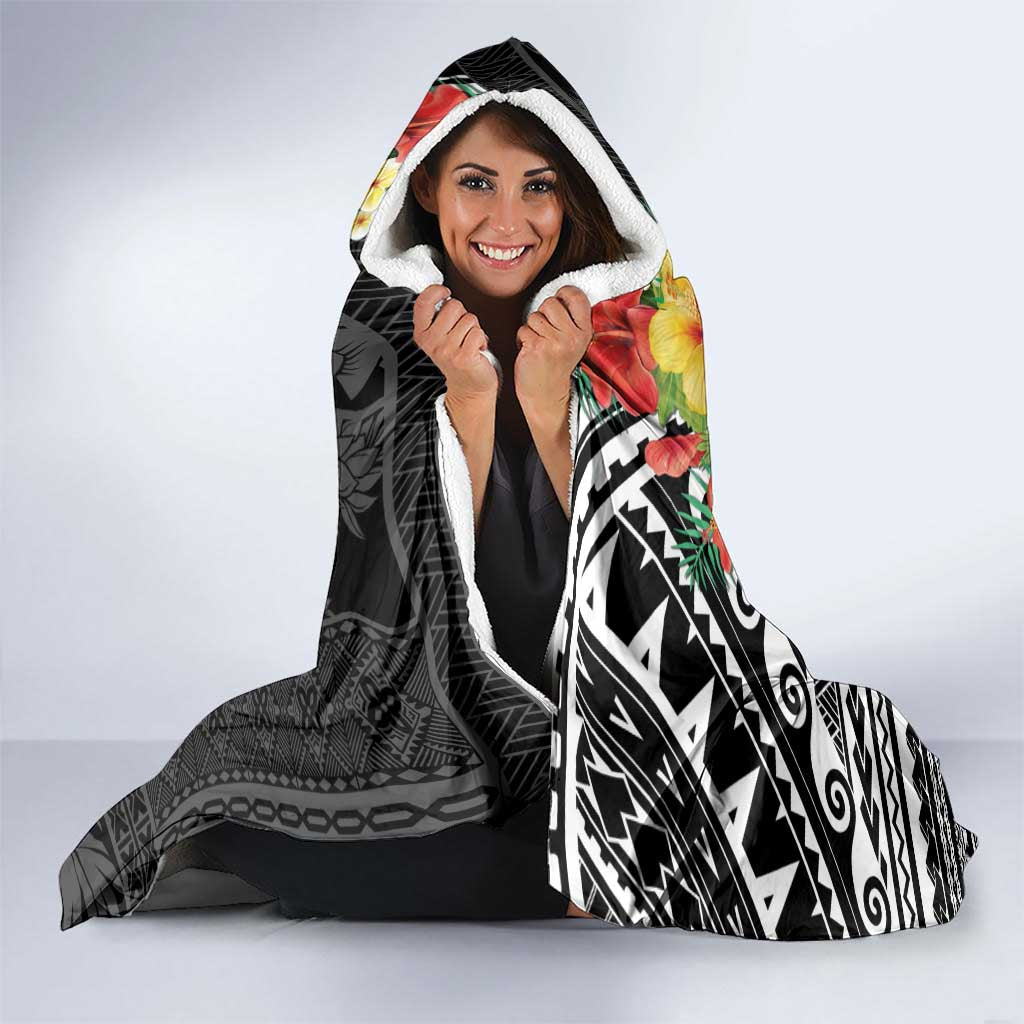 Samoa Tribal Hibiscus Flowers Hooded Blanket LT9 - Polynesian Pride