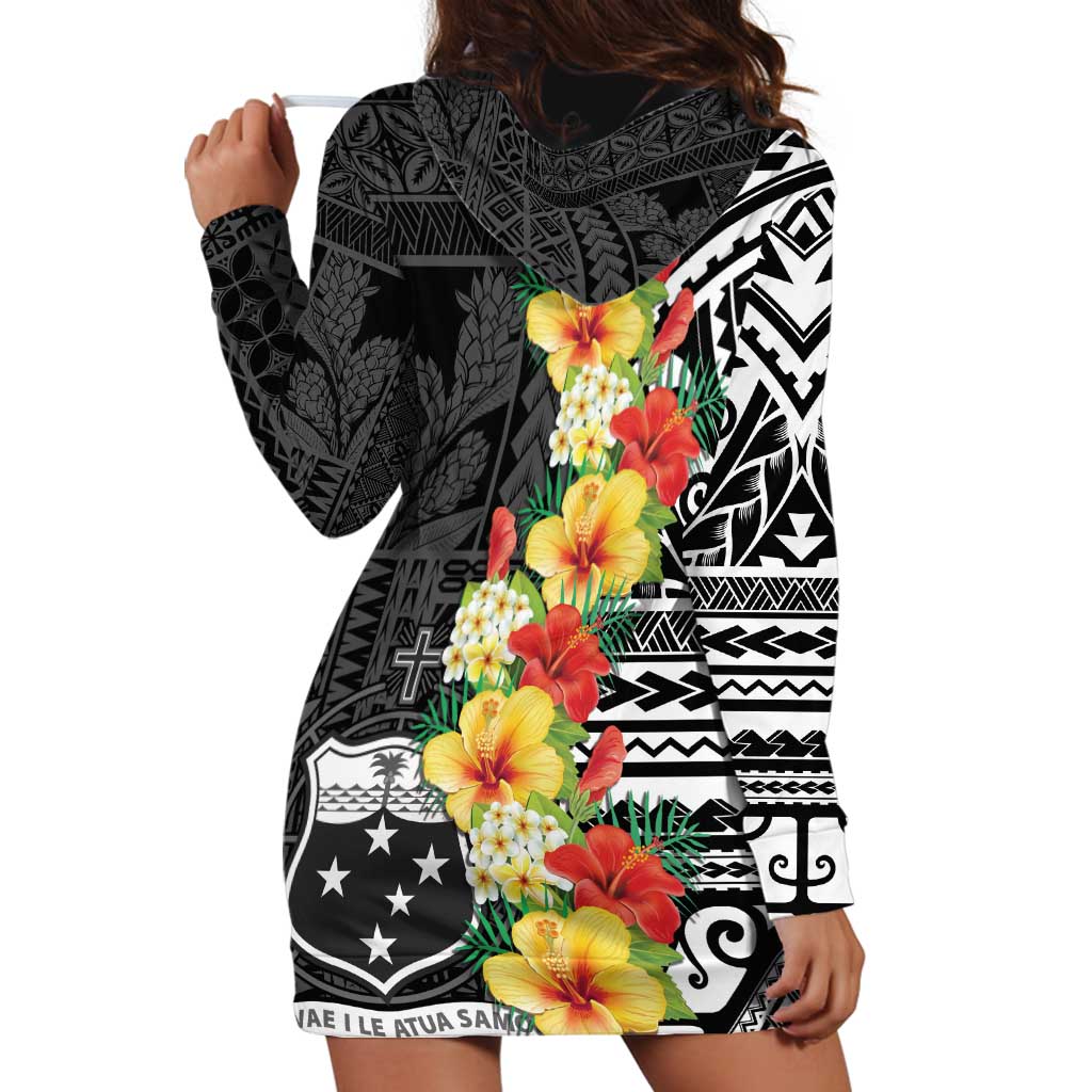 Samoa Tribal Hibiscus Flowers Hoodie Dress LT9 - Polynesian Pride