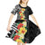 Samoa Tribal Hibiscus Flowers Kid Short Sleeve Dress