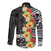 Samoa Tribal Hibiscus Flowers Long Sleeve Button Shirt LT9 - Polynesian Pride