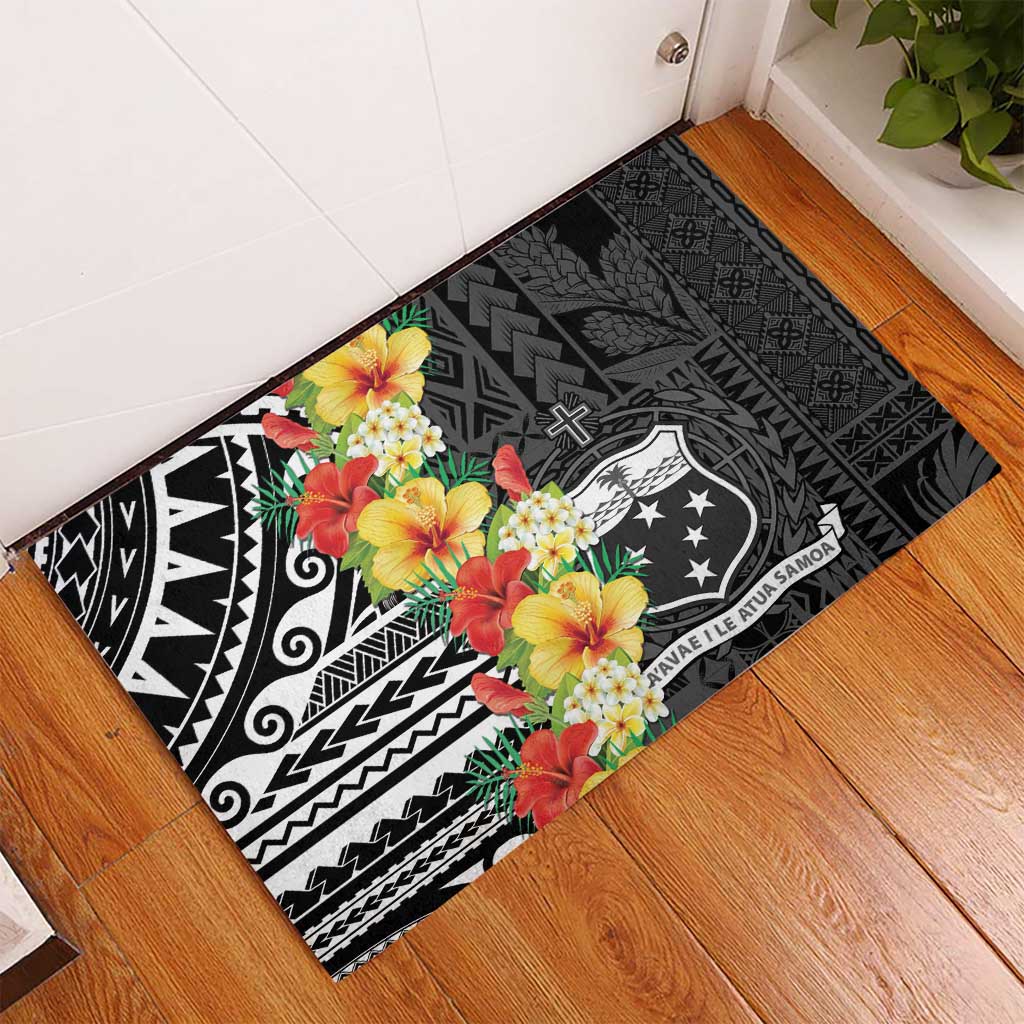 Samoa Tribal Hibiscus Flowers Rubber Doormat LT9 - Polynesian Pride