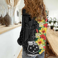 Samoa Tribal Hibiscus Flowers Women Casual Shirt LT9 - Polynesian Pride