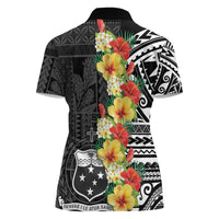 Samoa Tribal Hibiscus Flowers Women Polo Shirt LT9 - Polynesian Pride