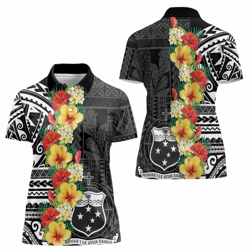 Samoa Tribal Hibiscus Flowers Women Polo Shirt LT9 - Polynesian Pride