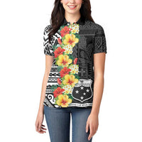 Samoa Tribal Hibiscus Flowers Women Polo Shirt LT9 - Polynesian Pride