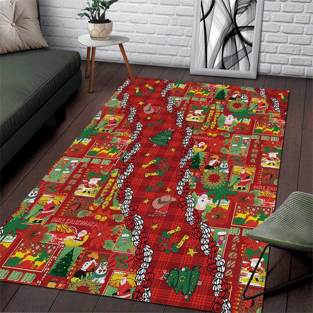 Mele Kalikimaka Pakalana Pikake Lei Area Rug Hawaiian Rodeo Paniolo Omaomao Palaka LT9 Green - Polynesian Pride