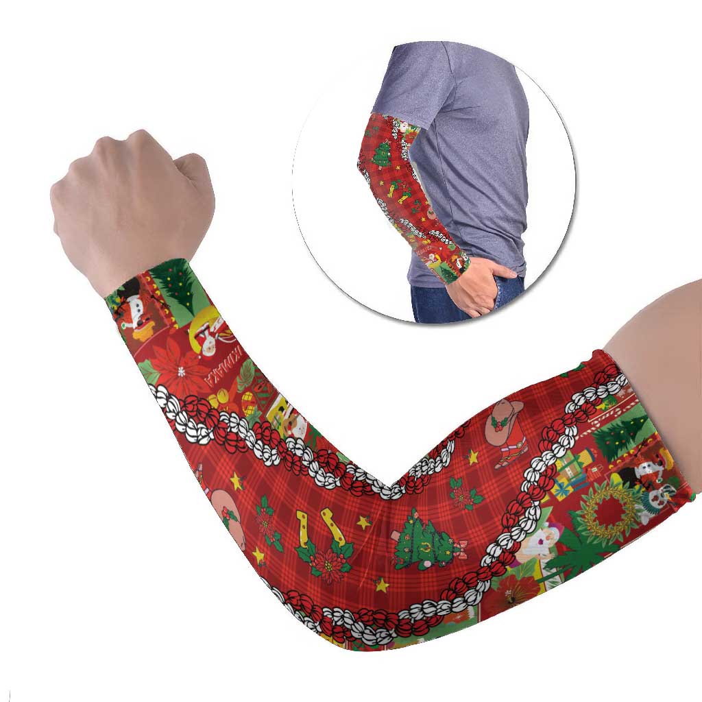 Mele Kalikimaka Pakalana Pikake Lei Arm Sleeves Hawaiian Rodeo Paniolo Omaomao Palaka LT9 Set of 2 Green - Polynesian Pride