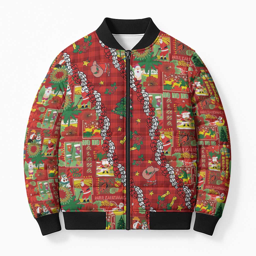 Mele Kalikimaka Pakalana Pikake Lei Bomber Puffer Jacket Hawaiian Rodeo Paniolo Omaomao Palaka LT9 Unisex Green - Polynesian Pride