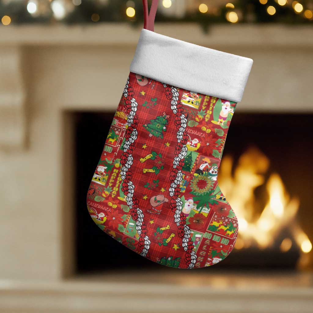 Mele Kalikimaka Pakalana Pikake Lei Christmas Stocking Hawaiian Rodeo Paniolo Omaomao Palaka LT9 Set of 2 Green - Polynesian Pride