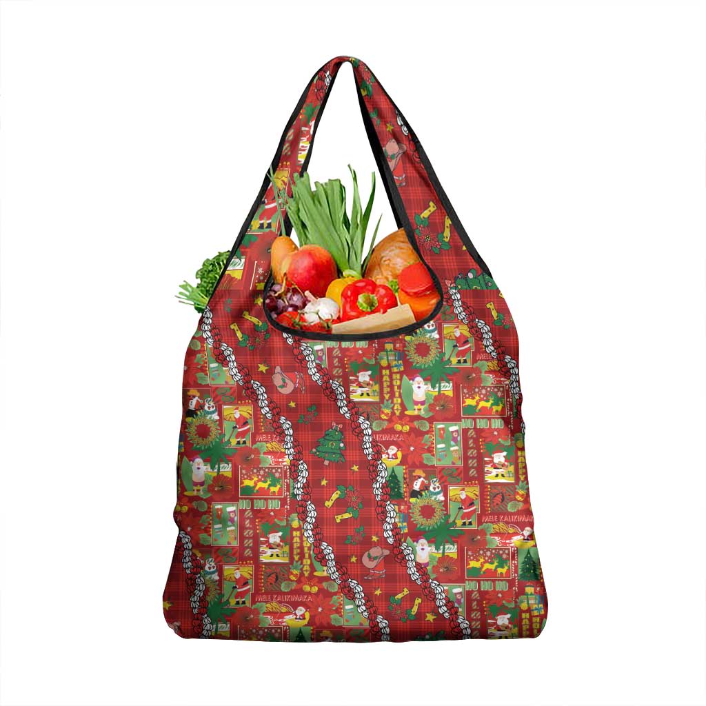 Mele Kalikimaka Pakalana Pikake Lei Grocery Bag Hawaiian Rodeo Paniolo Omaomao Palaka LT9 1-pack One Size Green - Polynesian Pride