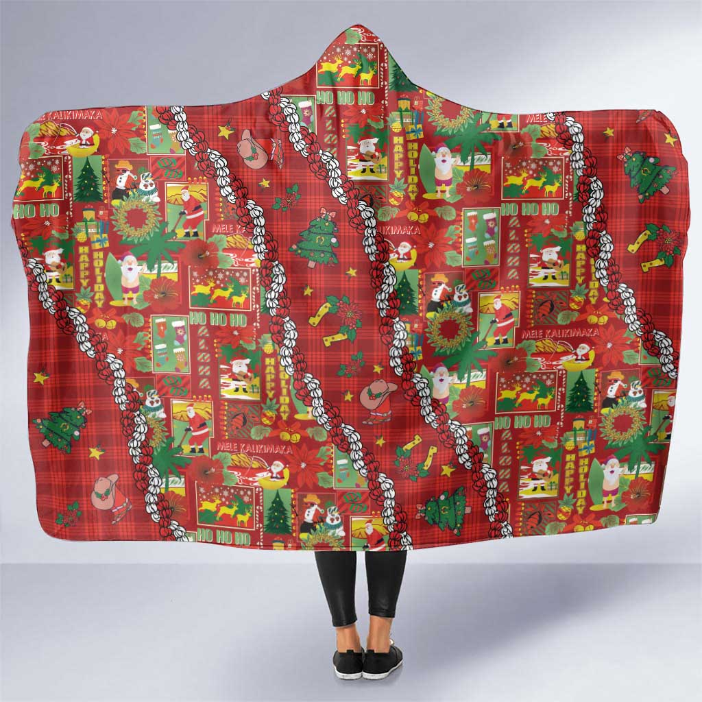 Mele Kalikimaka Pakalana Pikake Lei Hooded Blanket Hawaiian Rodeo Paniolo Omaomao Palaka LT9 One Size Green - Polynesian Pride