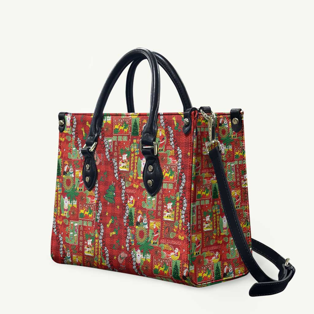 Mele Kalikimaka Pakalana Pikake Lei Leather Bag Hawaiian Rodeo Paniolo Omaomao Palaka LT9 Green - Polynesian Pride