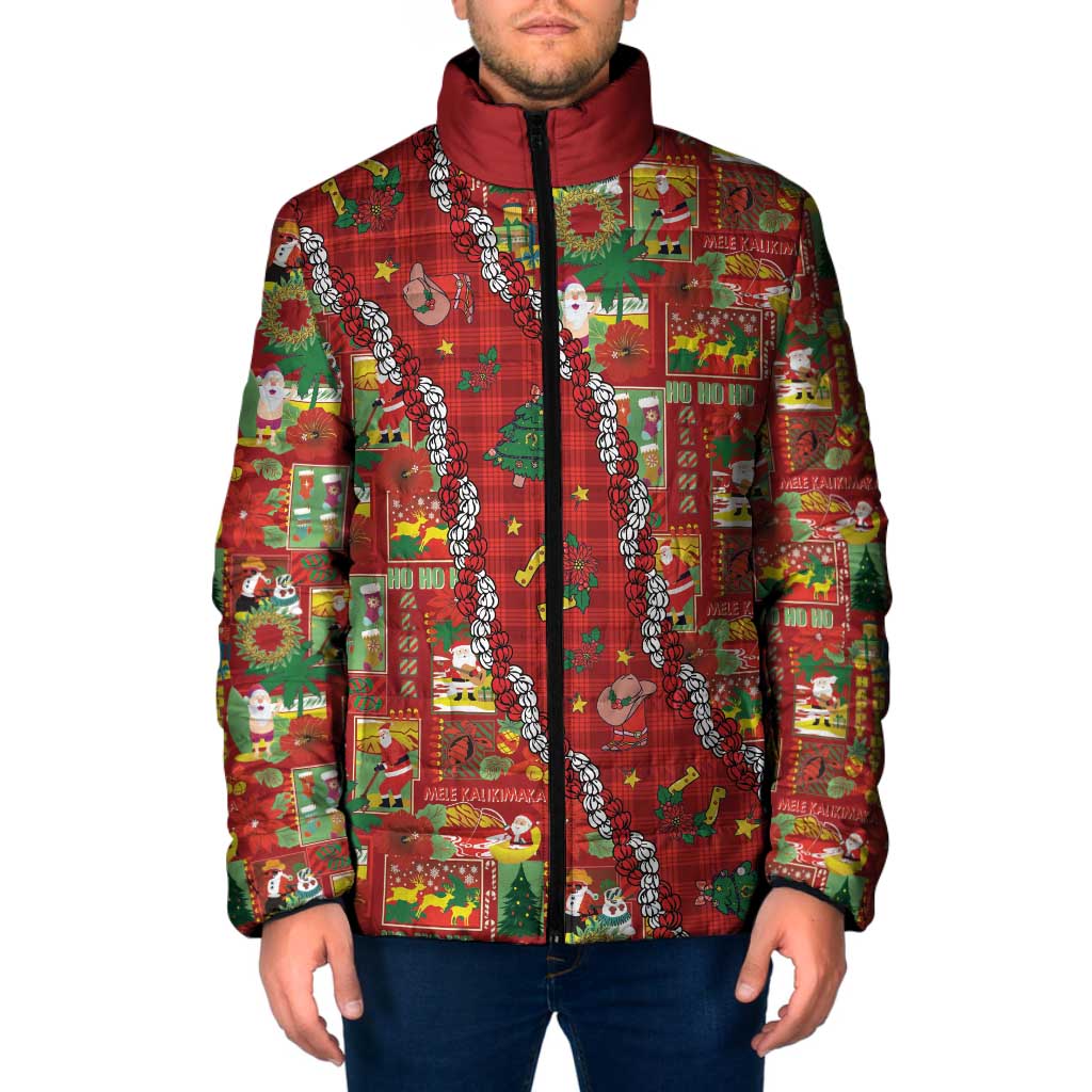 Mele Kalikimaka Pakalana Pikake Lei Padded Jacket Hawaiian Rodeo Paniolo Omaomao Palaka LT9 Men Green - Polynesian Pride