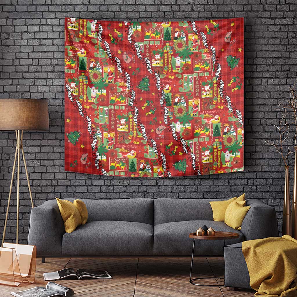 Mele Kalikimaka Pakalana Pikake Lei Tapestry Hawaiian Rodeo Paniolo Omaomao Palaka LT9 Green - Polynesian Pride