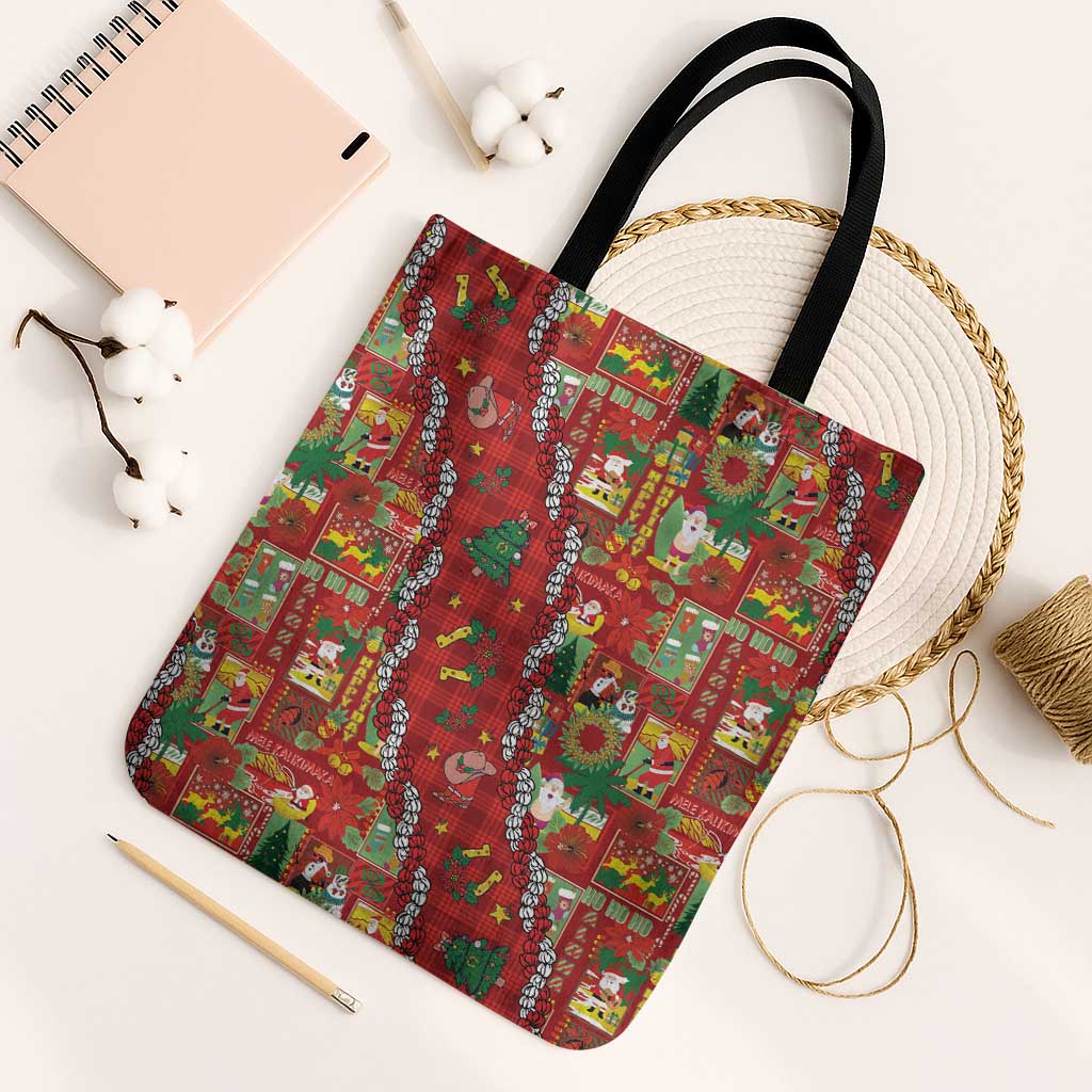 Mele Kalikimaka Pakalana Pikake Lei Tote Bag Hawaiian Rodeo Paniolo Omaomao Palaka LT9 Black Strap One Size Green - Polynesian Pride