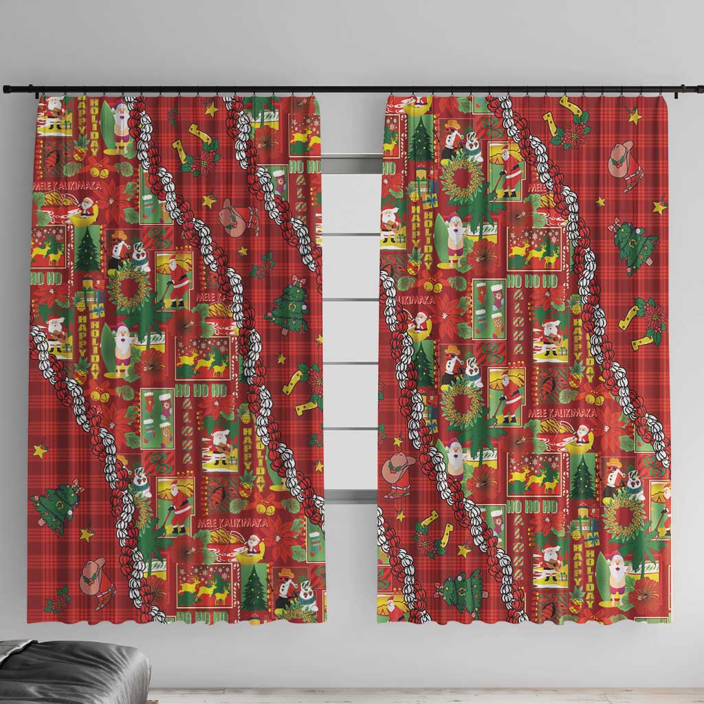 Mele Kalikimaka Pakalana Pikake Lei Window Curtain Hawaiian Rodeo Paniolo Omaomao Palaka LT9 With Hooks Green - Polynesian Pride