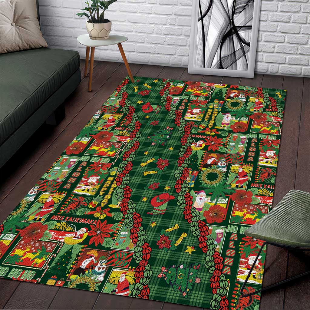 Mele Kalikimaka Pakalana Pikake Lei Area Rug Hawaiian Rodeo Paniolo Ulaula Palaka LT9 Red - Polynesian Pride