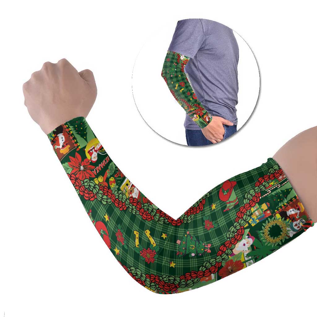 Mele Kalikimaka Pakalana Pikake Lei Arm Sleeves Hawaiian Rodeo Paniolo Ulaula Palaka LT9 Set of 2 Red - Polynesian Pride