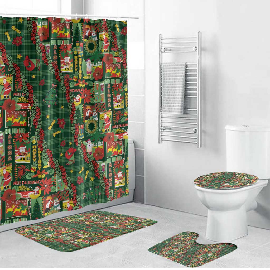 Mele Kalikimaka Pakalana Pikake Lei Bathroom Set Hawaiian Rodeo Paniolo Ulaula Palaka LT9 Bathroom Set (4 pcs) Red - Polynesian Pride