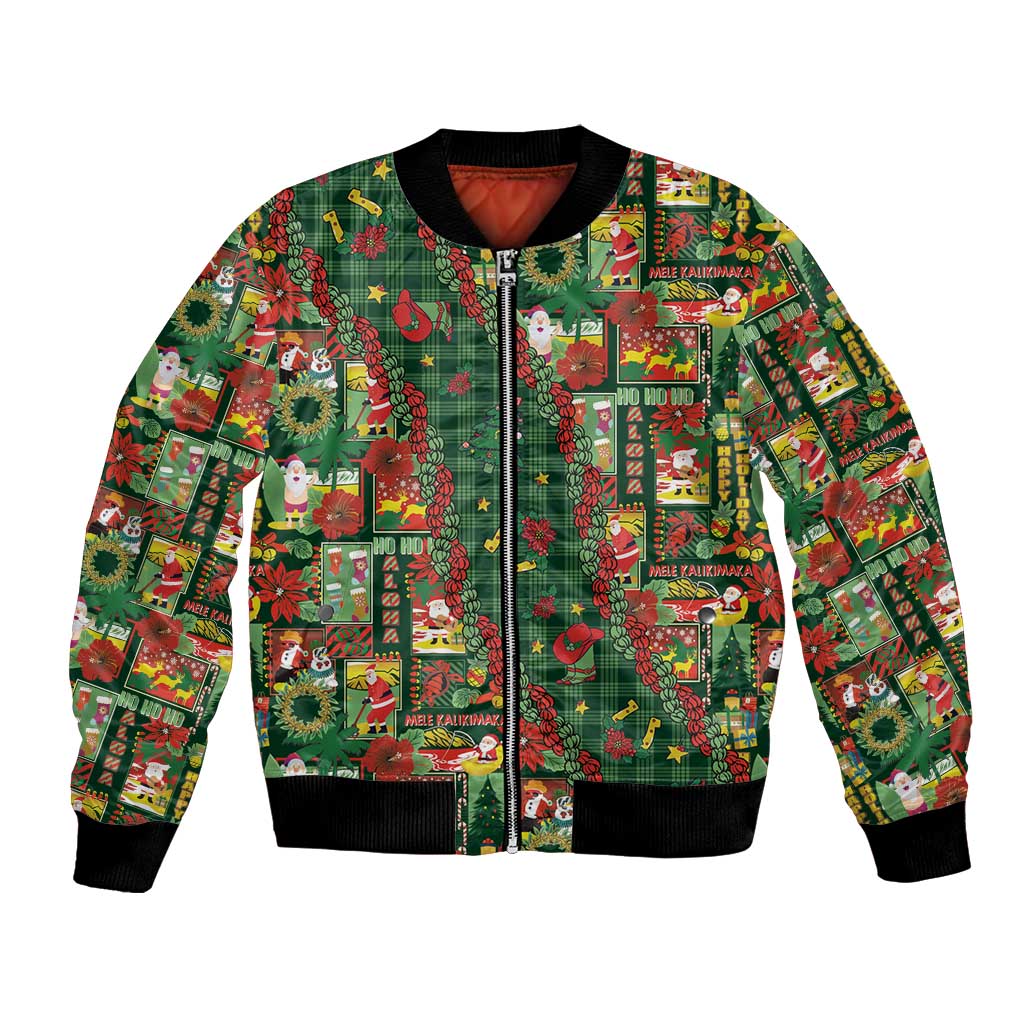 Mele Kalikimaka Pakalana Pikake Lei Bomber Jacket Hawaiian Rodeo Paniolo Ulaula Palaka LT9 Unisex Red - Polynesian Pride