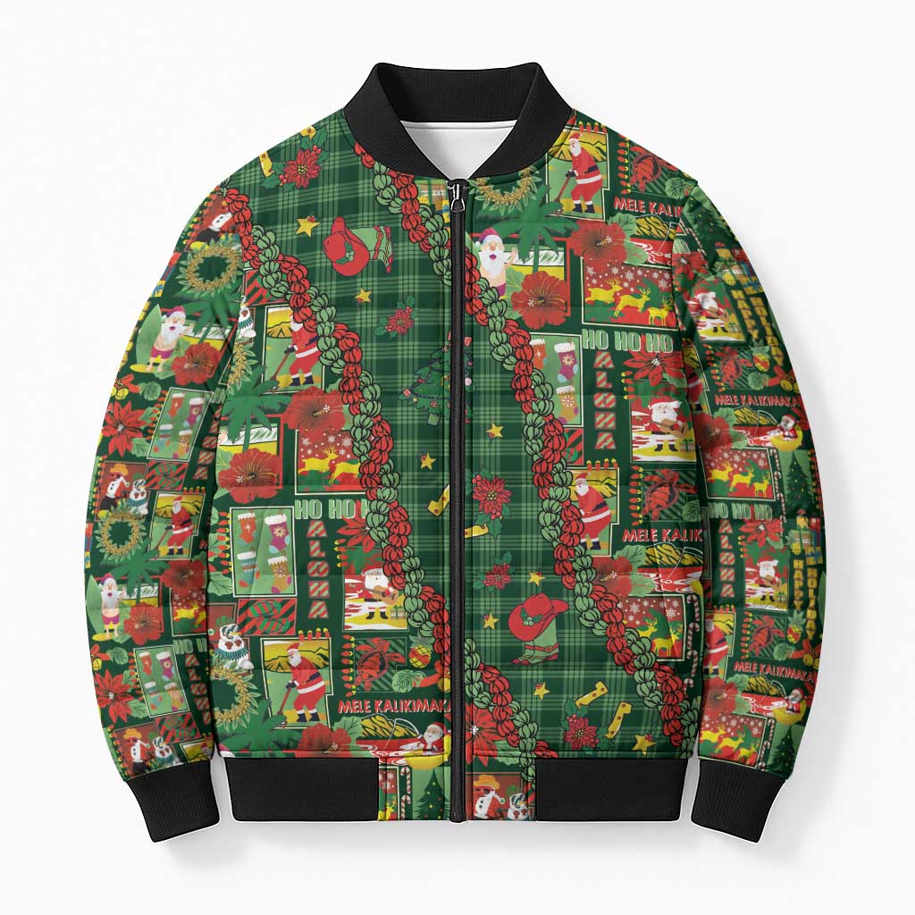 Mele Kalikimaka Pakalana Pikake Lei Bomber Puffer Jacket Hawaiian Rodeo Paniolo Ulaula Palaka LT9 Unisex Red - Polynesian Pride