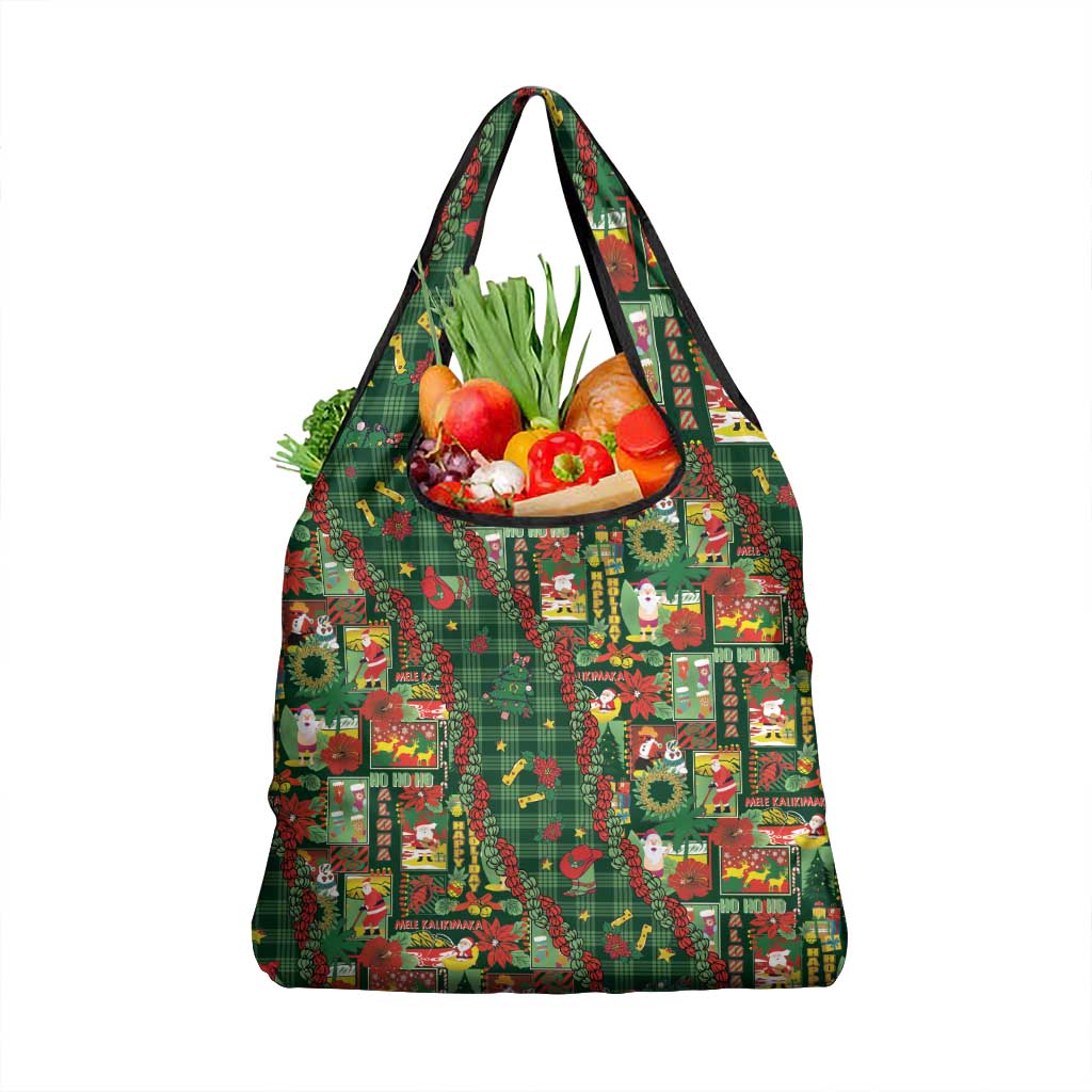 Mele Kalikimaka Pakalana Pikake Lei Grocery Bag Hawaiian Rodeo Paniolo Ulaula Palaka LT9 1-pack One Size Red - Polynesian Pride