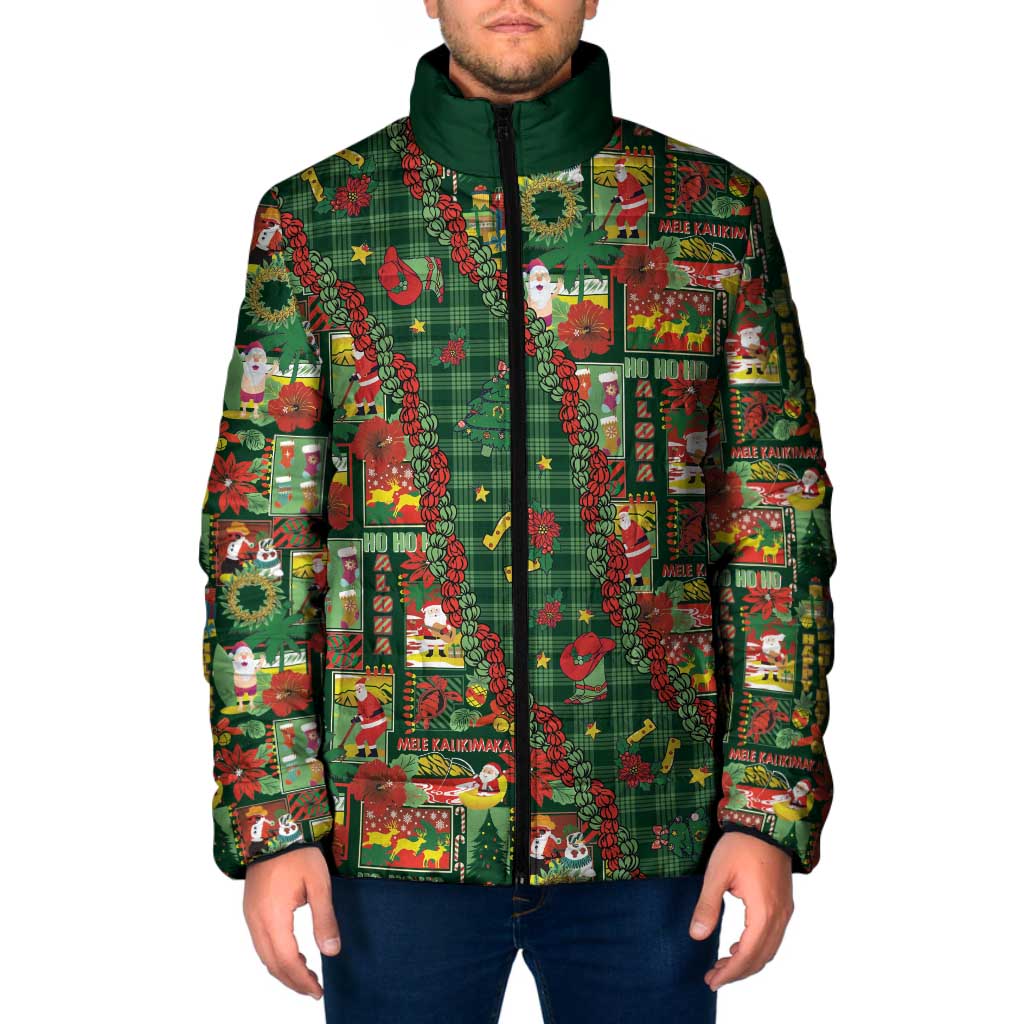 Mele Kalikimaka Pakalana Pikake Lei Padded Jacket Hawaiian Rodeo Paniolo Ulaula Palaka LT9 Men Red - Polynesian Pride