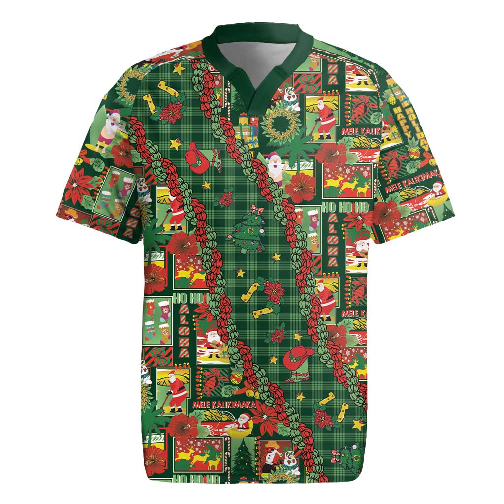 Mele Kalikimaka Pakalana Pikake Lei Rugby Jersey Hawaiian Rodeo Paniolo Ulaula Palaka LT9 Red - Polynesian Pride