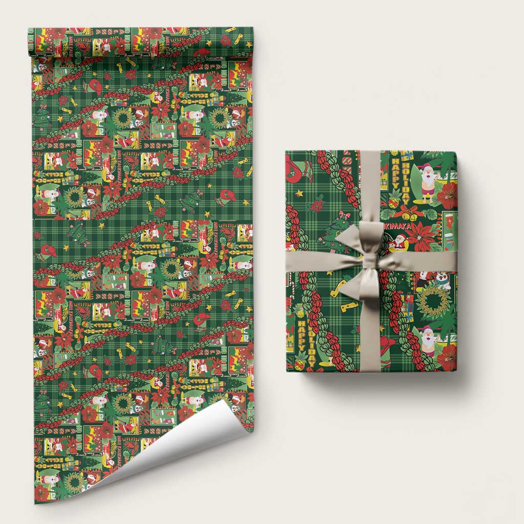 Mele Kalikimaka Pakalana Pikake Lei Wrapping Paper Hawaiian Rodeo Paniolo Ulaula Palaka LT9 58" × 23" Red - Polynesian Pride