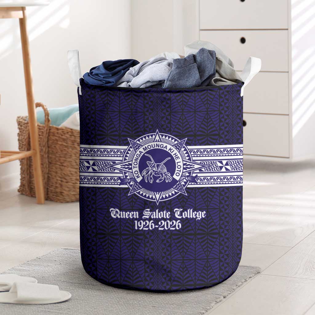 Tonga Queen Salote College 100 years Laundry Basket QSC 1926-2026 Tongan Pattern LT9 Blue - Polynesian Pride