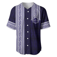 Tonga Queen Salote College 100 years Baseball Jersey QSC 1926-2026 Tongan Pattern LT9 Blue - Polynesian Pride