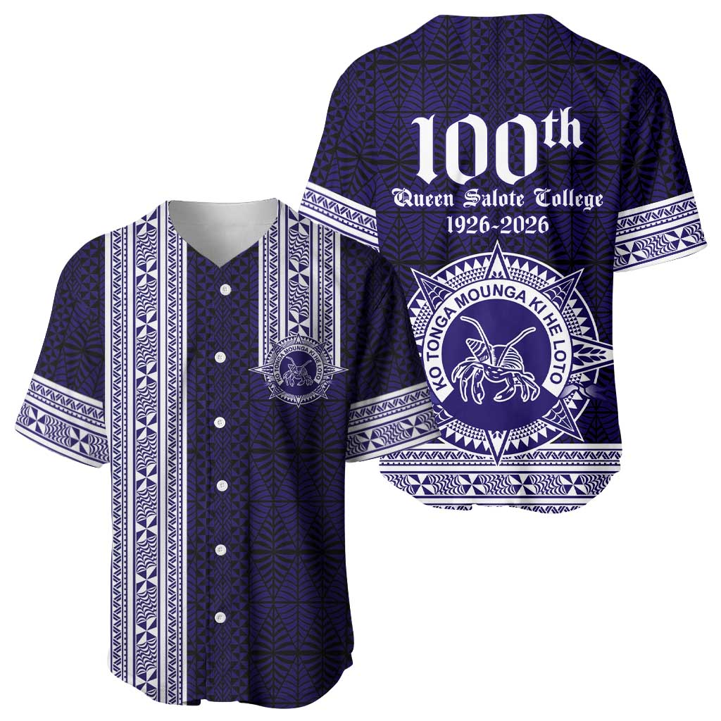 Tonga Queen Salote College 100 years Baseball Jersey QSC 1926-2026 Tongan Pattern LT9 - Polynesian Pride