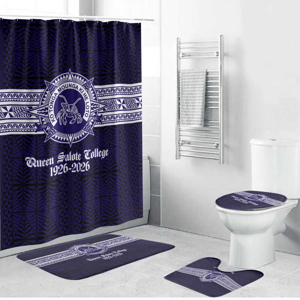 Tonga Queen Salote College 100 years Bathroom Set QSC 1926-2026 Tongan Pattern LT9 Bathroom Set (4 pcs) Blue - Polynesian Pride