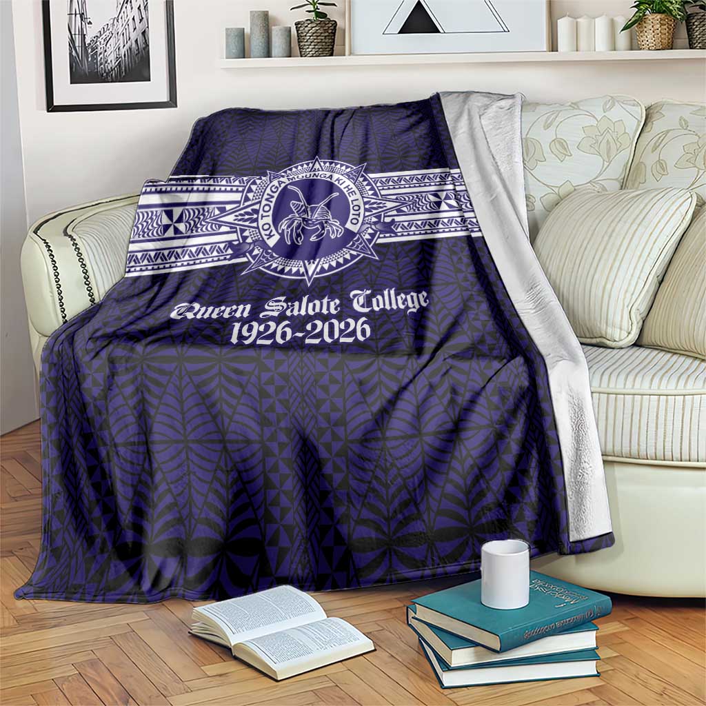 Tonga Queen Salote College 100 years Blanket QSC 1926-2026 Tongan Pattern LT9 Blue - Polynesian Pride