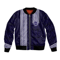 Tonga Queen Salote College 100 years Bomber Jacket QSC 1926-2026 Tongan Pattern LT9 Unisex Blue - Polynesian Pride