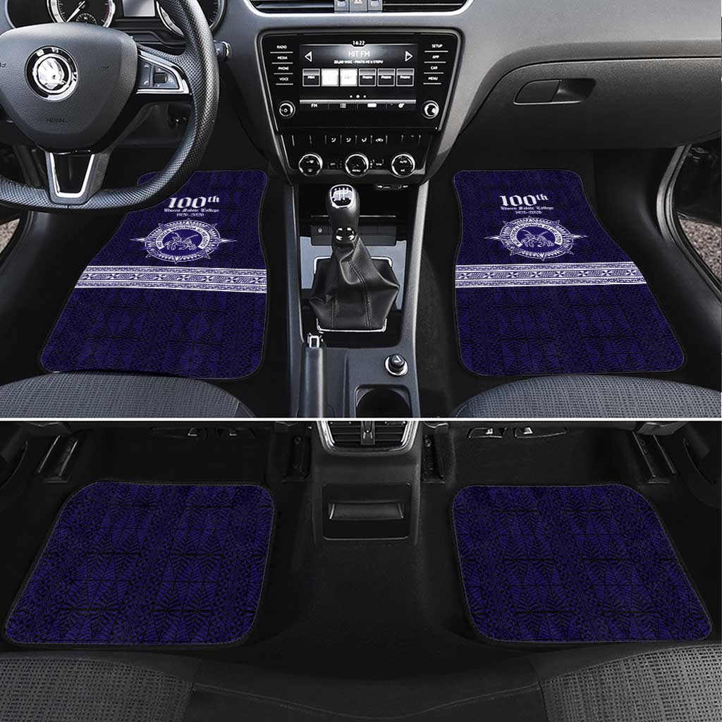 Tonga Queen Salote College 100 years Car Mats QSC 1926-2026 Tongan Pattern LT9 Set 4pcs Blue - Polynesian Pride