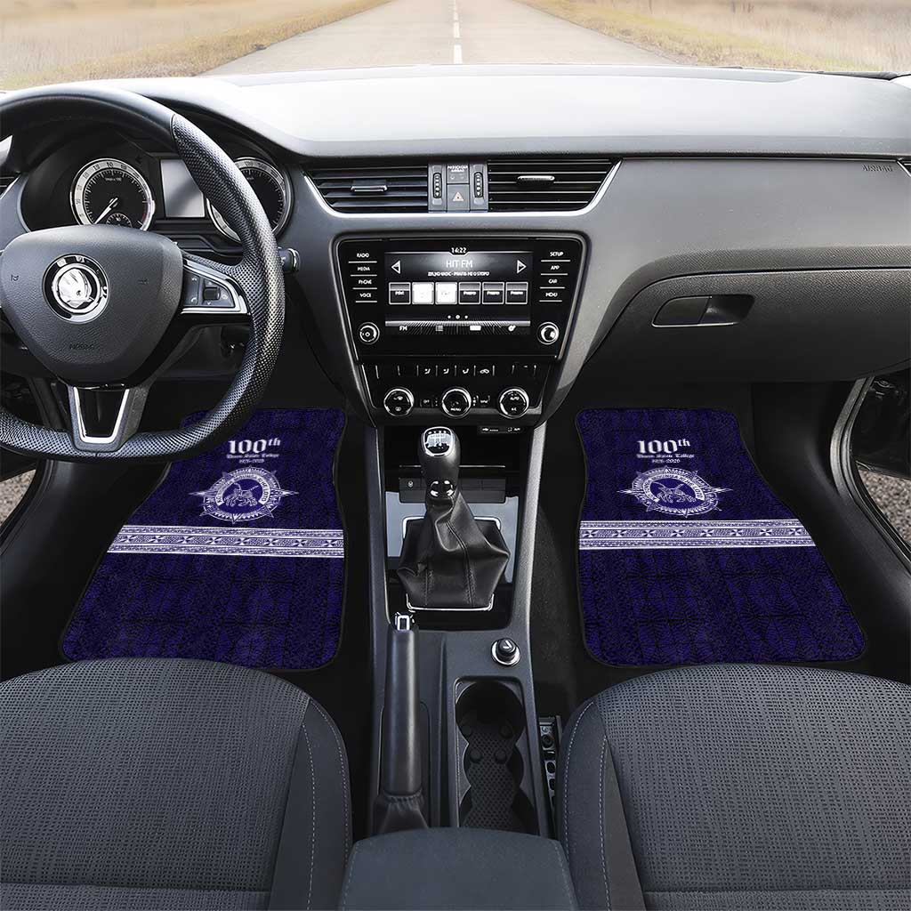 Tonga Queen Salote College 100 years Car Mats QSC 1926-2026 Tongan Pattern LT9 Set 2pcs - Front Blue - Polynesian Pride
