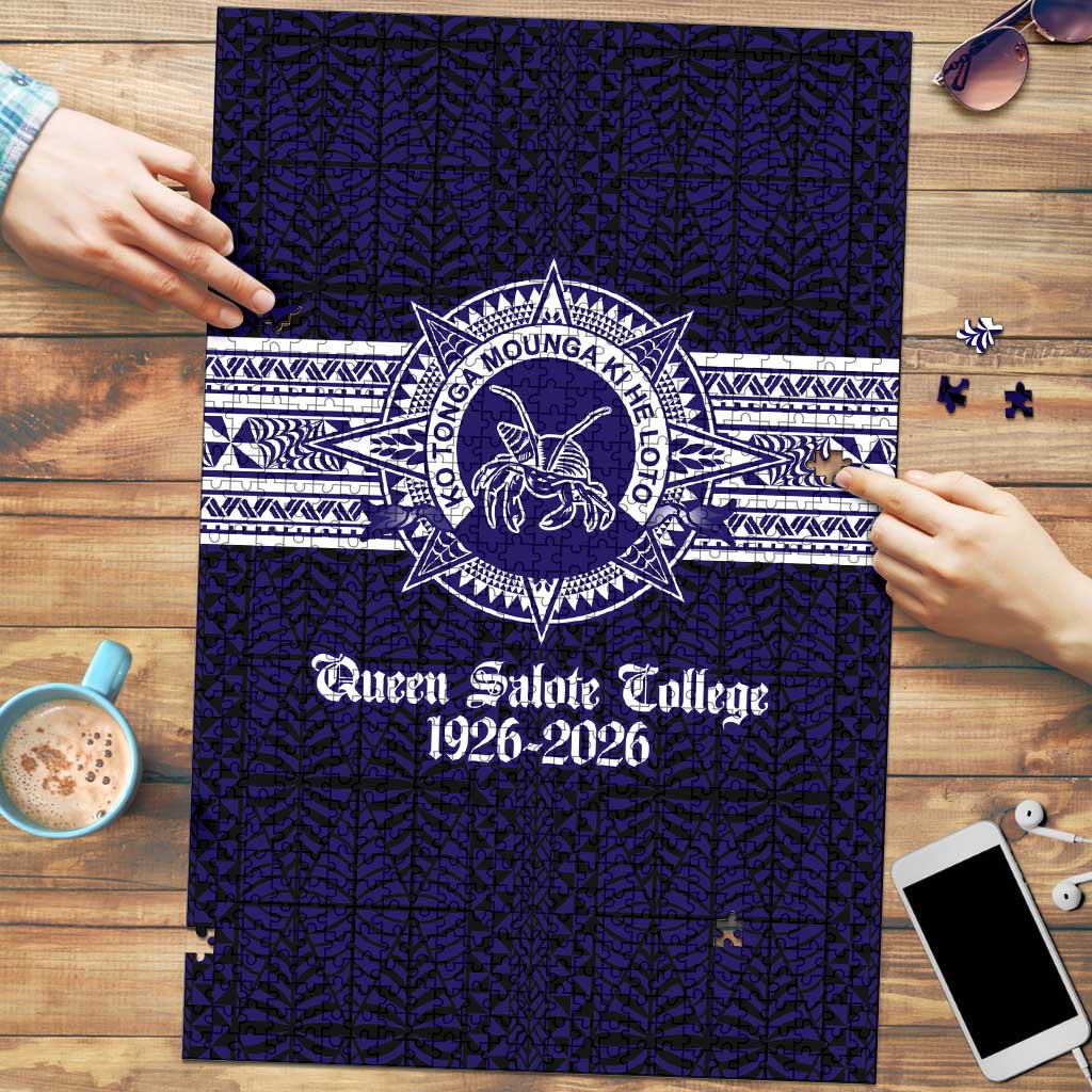 Tonga Queen Salote College 100 years Puzzle QSC 1926-2026 Tongan Pattern LT9 Blue - Polynesian Pride