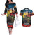 Kangaroo-Kiwi Soldier ANZAC Personalised Couples Matching Off The Shoulder Long Sleeve Dress and Hawaiian Shirt Golden Wattle and Pohutukawa Flowers