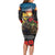 Kangaroo-Kiwi Soldier ANZAC Personalised Long Sleeve Bodycon Dress Golden Wattle and Pohutukawa Flowers