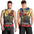 Kangaroo-Kiwi Soldier ANZAC Personalised Men Tank Top Golden Wattle and Pohutukawa Flowers